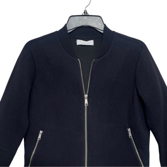 Everlane Street Fleece Bomber Jacket ScubaZip Up Pockets in Midnight Size S - Picture 4 of 11